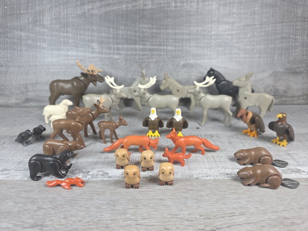 Playmobil 3006 WOODLAND ANIMALS Forest Fox Deer Squirrel Babies 31 Pcs Lot g11